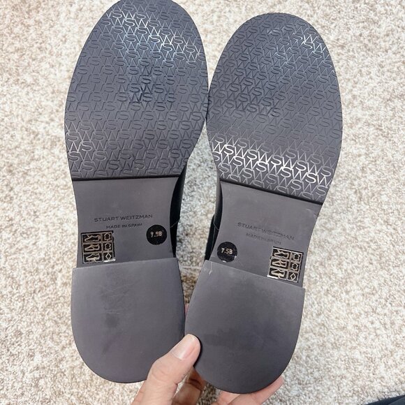 Stuart Weitzman 5050 Bold Zip Bootie Ankle Boots Black Leather US 7.5 Made SPAIN - Picture 10 of 12